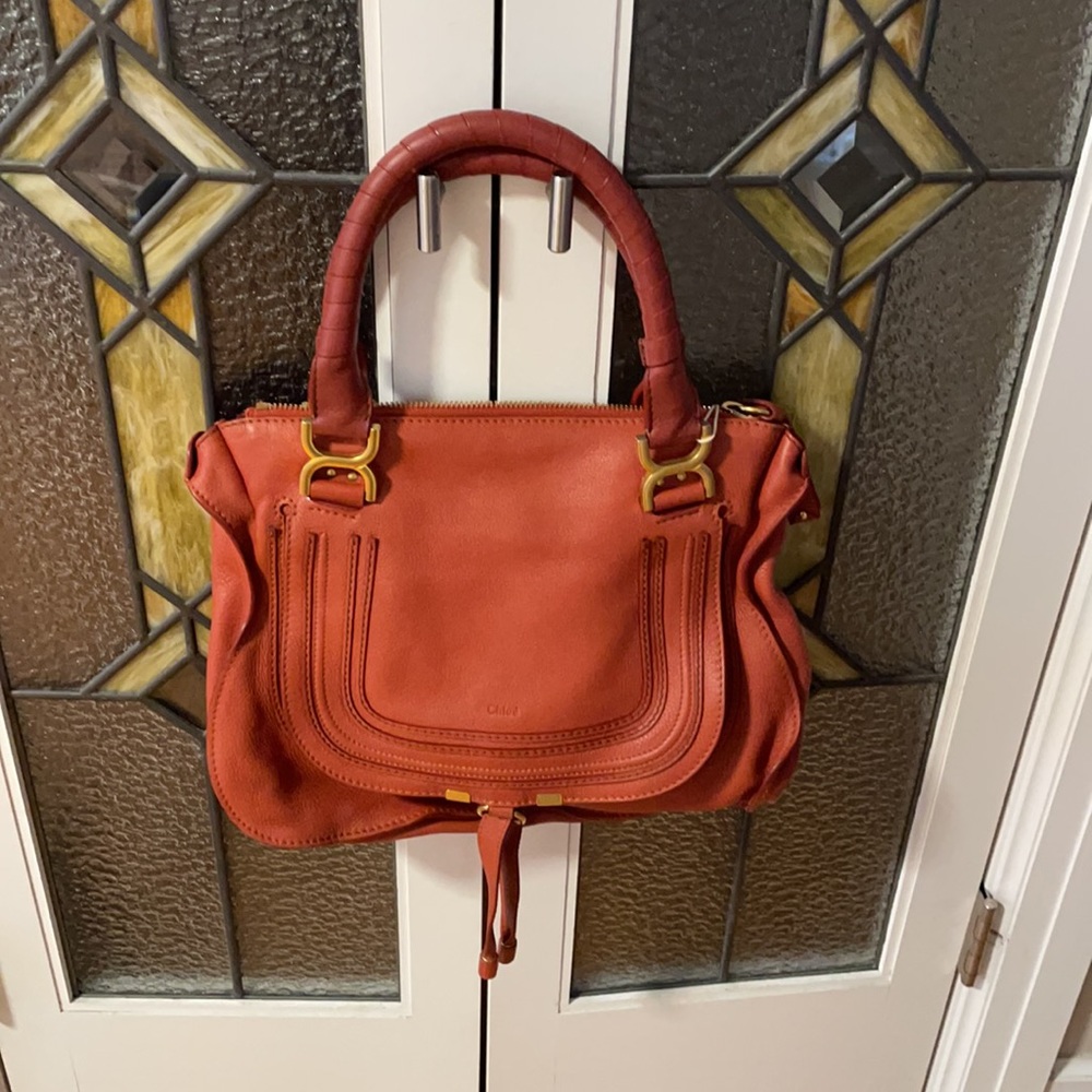 Chloe Marcie handbag in tan/brass/faded rose - Picture 2 of 16